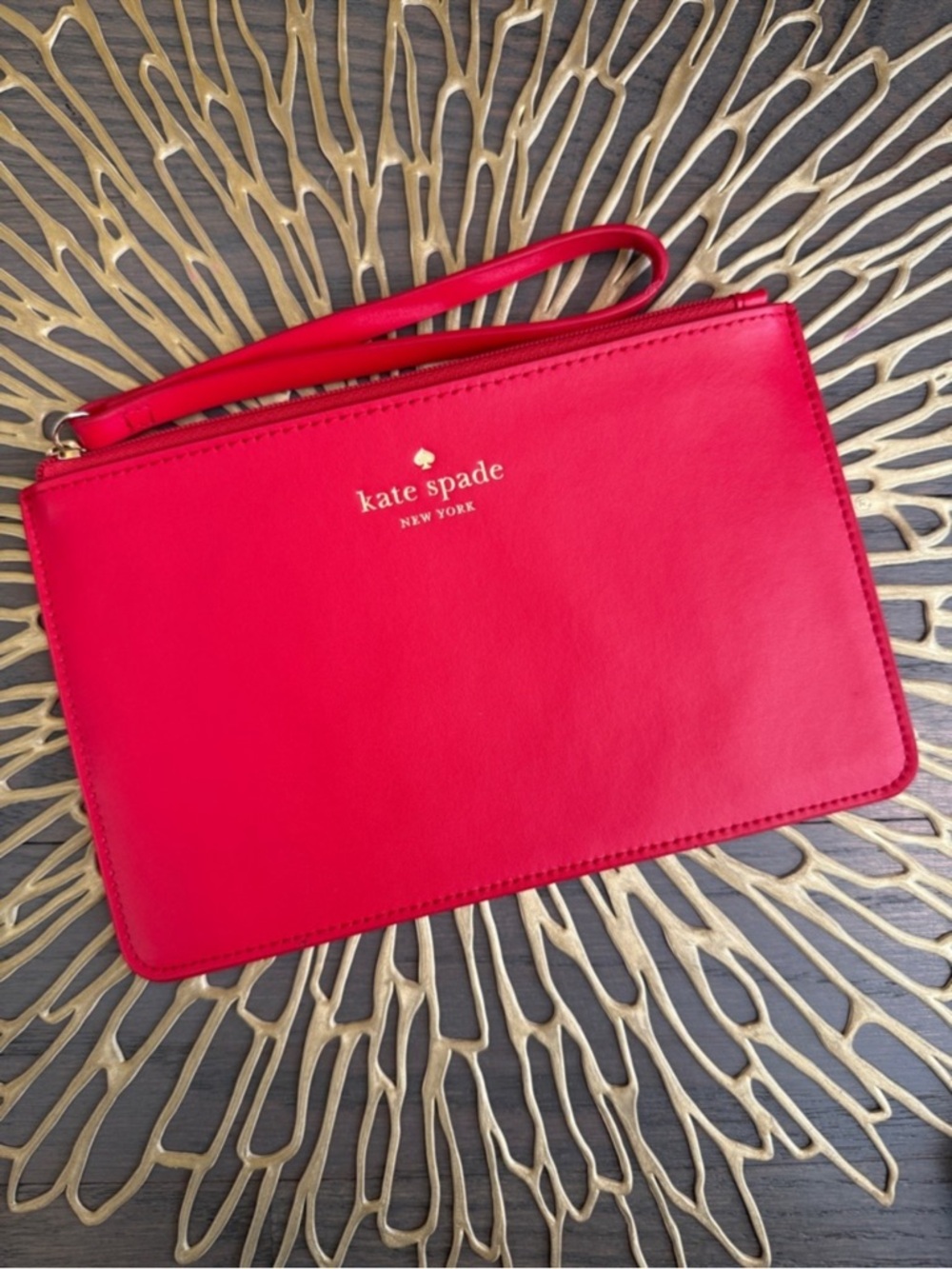Kate Spade New York red leather wristlet